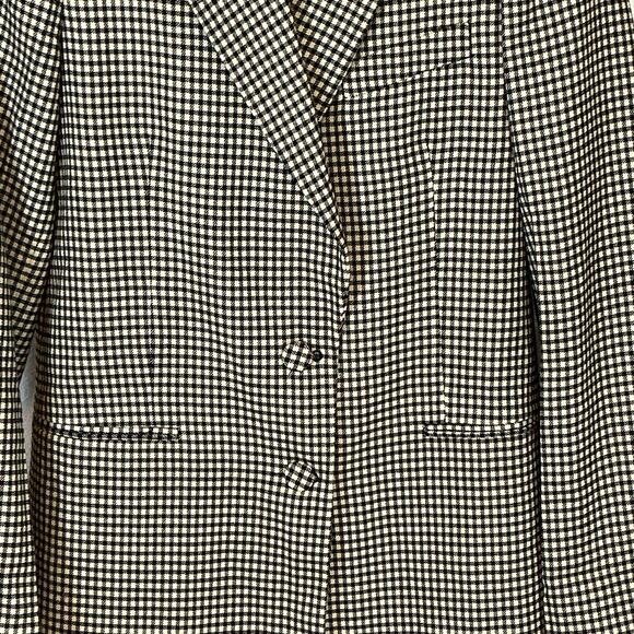 Zara Black Beige Houndstooth Gingham Boxy Cut Blazer Long Sleeve Women's Sz. M-L - Picture 3 of 12